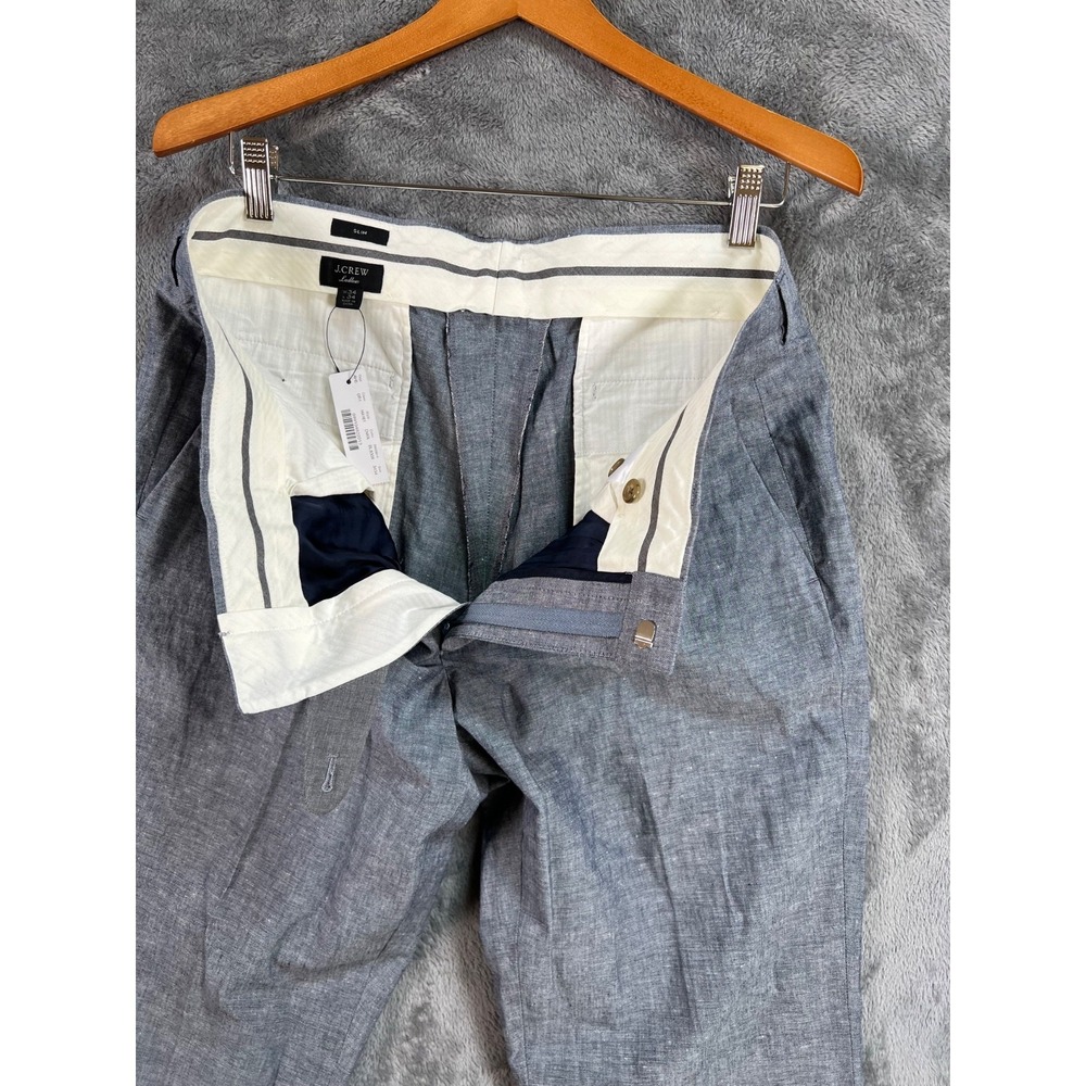 J Crew Ludlow Pants Mens 34x34 Gray Linen Blend Somelos Tapered Dress Slim NWT - Picture 3 of 14